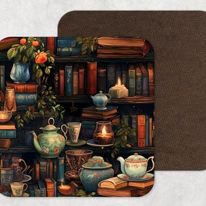 Bücherregal Getränke Untersetzer - Geschenk für Leseratte - Geschenk für Leseratte - Bücherregal Getränke Untersetzer - Geschenk für Leseratte - Bücherwurm Geschenk