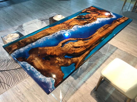 Star Wars Walnut Epoxy Table - On Wooden