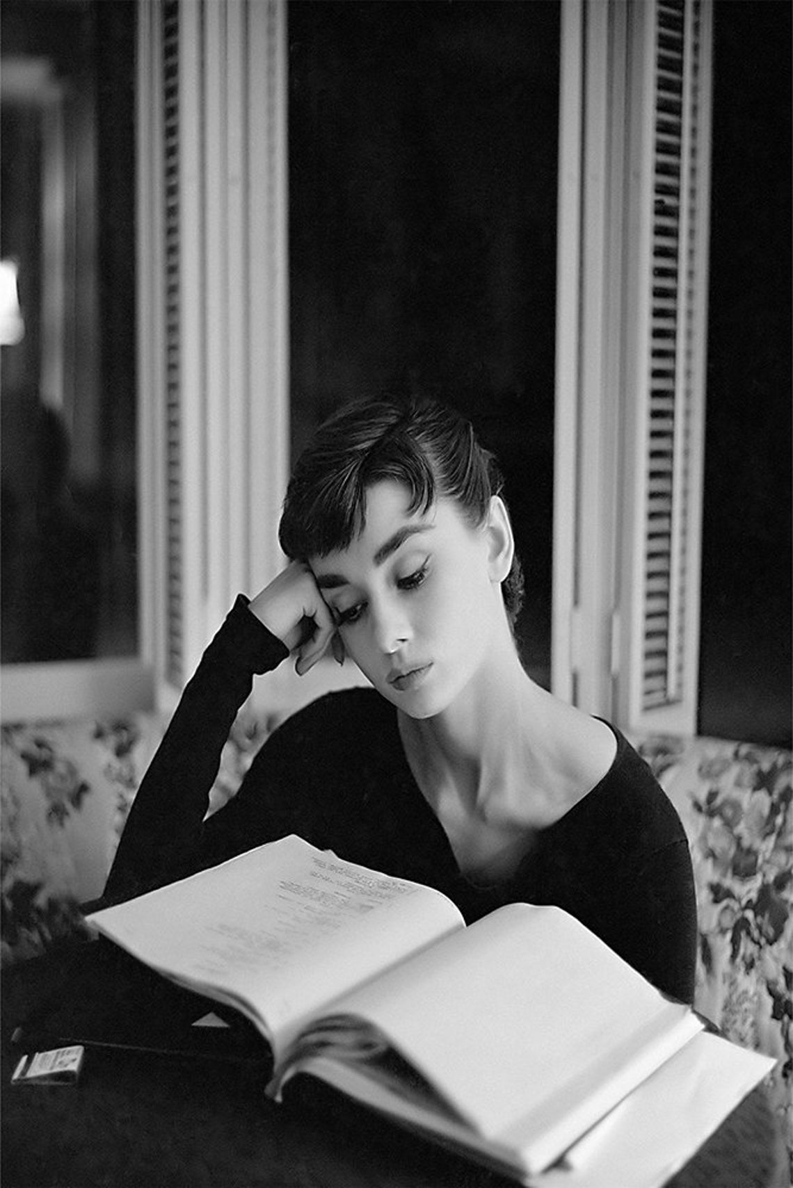 Audrey Hepburn Reading Art Poster wall art Vintage Print Etsy