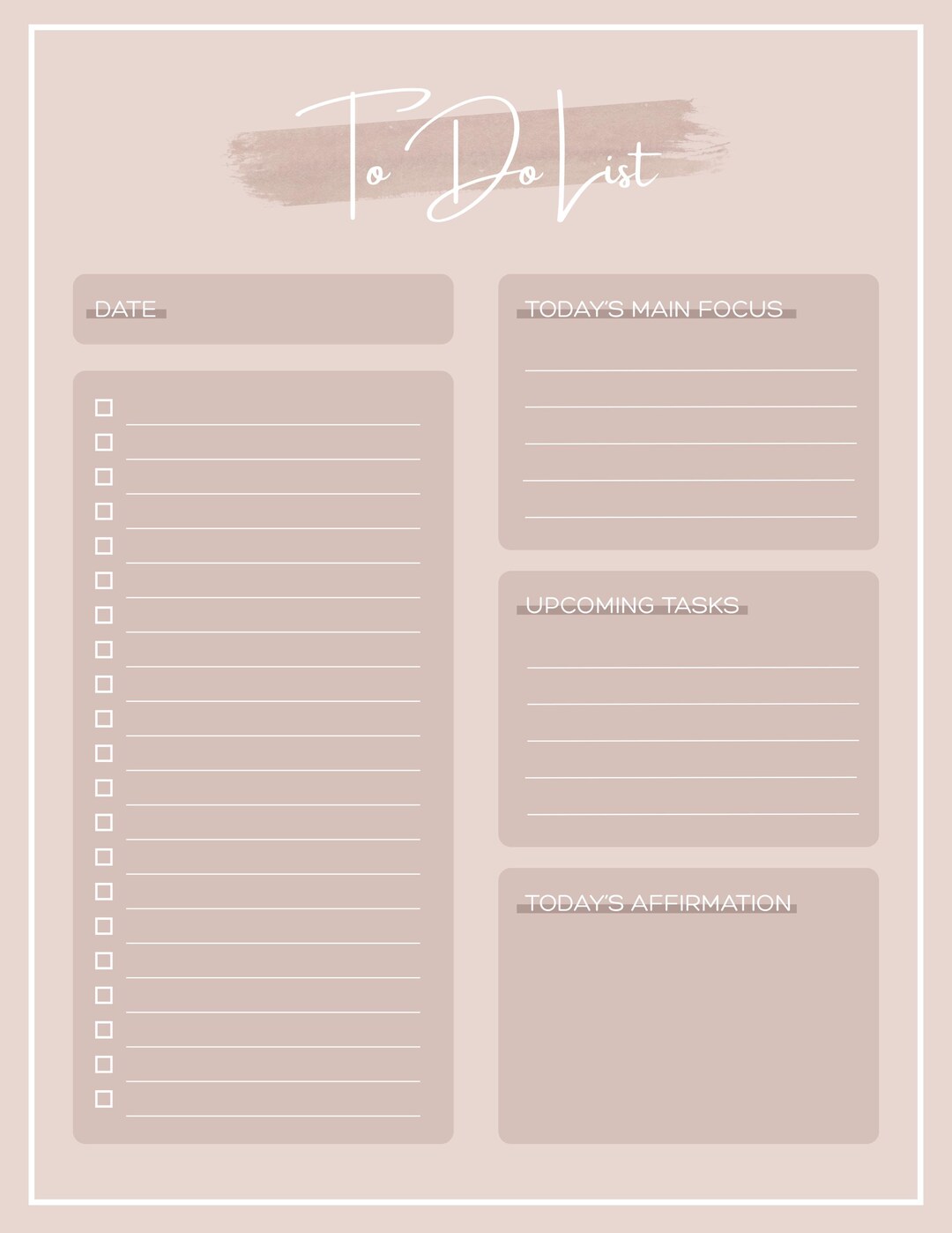Minimalist to Do List Printable | Aesthetic Digital Day Planner ...