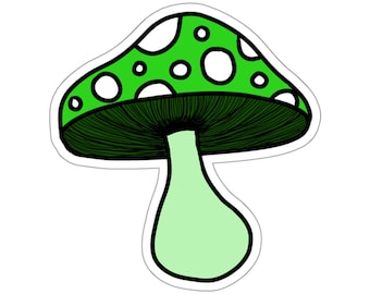 Cute Green Cartoon Mushroom Sticker