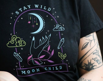 Stay Wild Moon Child, Moon Phase, Moon Phases, Moon Shirt, Witchy Clothing, Aesthetic, Celestial Shirt, Birthday Gift, Gift for her