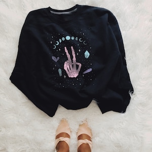 Witchy Crewneck, Pastel Goth Clothing, Aesthetic Sweatshirt, Kawaii Goth, Celestial, Witchy Things, Moon and Stars, Tarot, Birthday Gift