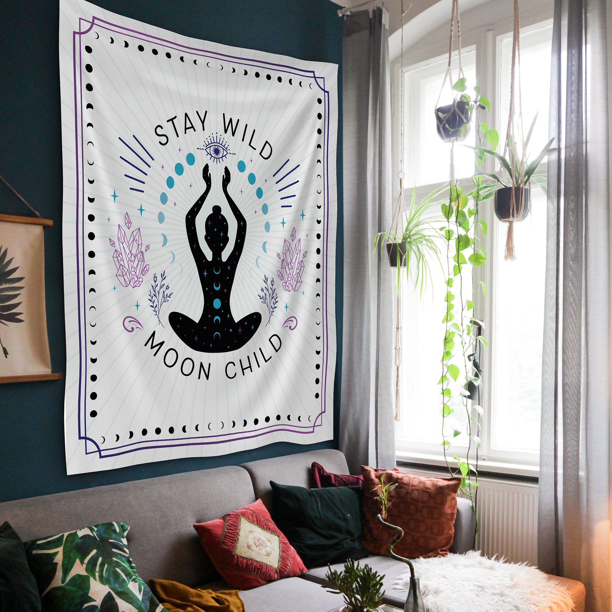Stay Wild Moon Child Moon Tapestry Witch Tapestry Witchy Things Aesthetic Tapestry Aesthetic Room Decor Christmas Gift Gift for Her Etsy Canada