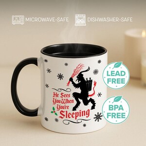 Krampus Christmas Mug 11oz, Merry Krampus Gift, Gothic Holiday Coffee Cup, Spooky Christmas Decor, Creepy Winter Mug, Dark Christmas image 5