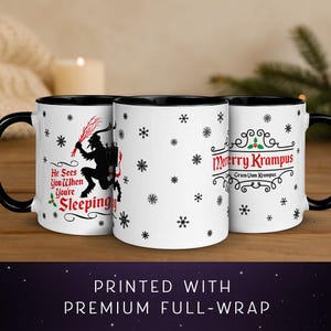 Krampus Christmas Mug 11oz, Merry Krampus Gift, Gothic Holiday Coffee Cup, Spooky Christmas Decor, Creepy Winter Mug, Dark Christmas image 2