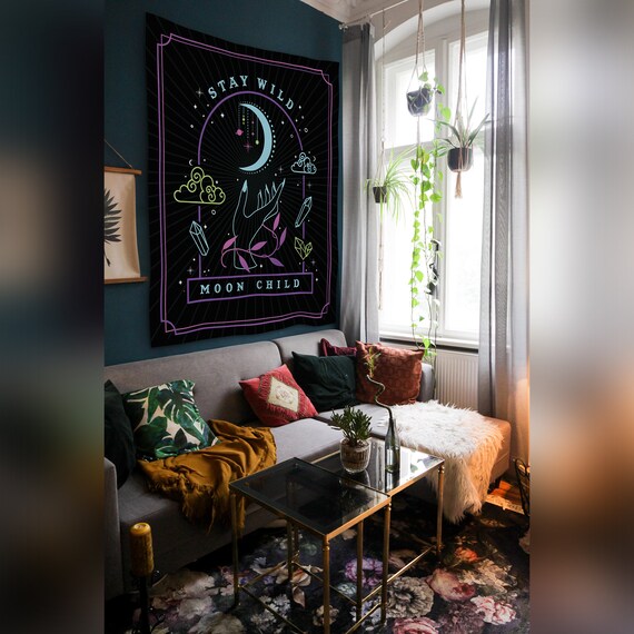 Tapestry Moon Stay Wild Moon Child Witch Tapestry Witchy Things Aesthetic Tapestry Boho Tapestry Moon Phases Aesthetic Room Decor Home Gift Etsy Canada