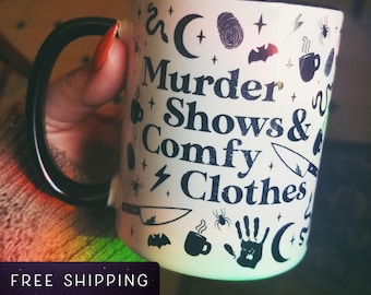 True Crime Mug, Murder Shows & Comfy Clothes, Gift for Her, Big Sister Gift, Teacher Gift, Coworker Gift, Best Friend Gift, Mom Gift