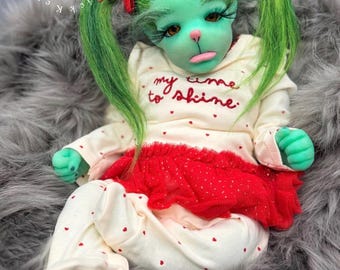 Custom partial silicone baby Sorrow green baby doll