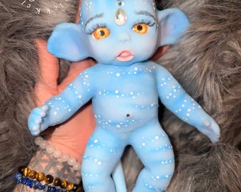 CUSTOM ORDERD Dewy Starling silicone alien blue baby