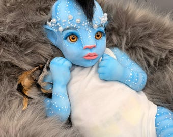 Ready now Prototype Ophelia blue alien Silicone baby doll reborn