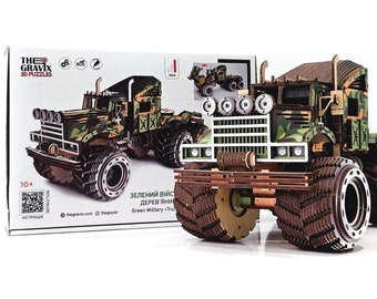 3D wooden MONSTER TRUCK, Puzzles for adults, Military Fire Vehicle Constructor Kit DIY to assemble, Educational jigsaw toy gift