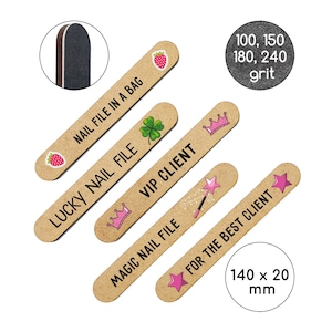 20 stuks gepersonaliseerde houten ECO Mini manicure nagelvijl, + uw persoonlijke tekst/logo, houtschuurgereedschap, natuurlijk of kunstmatig + GESCHENK