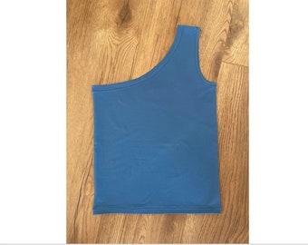 One shoulder top blue