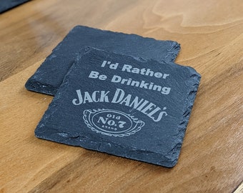 Personalised Engraved Jack Daniels Style Slate Coaster Ideal Birthday Gift Idea 