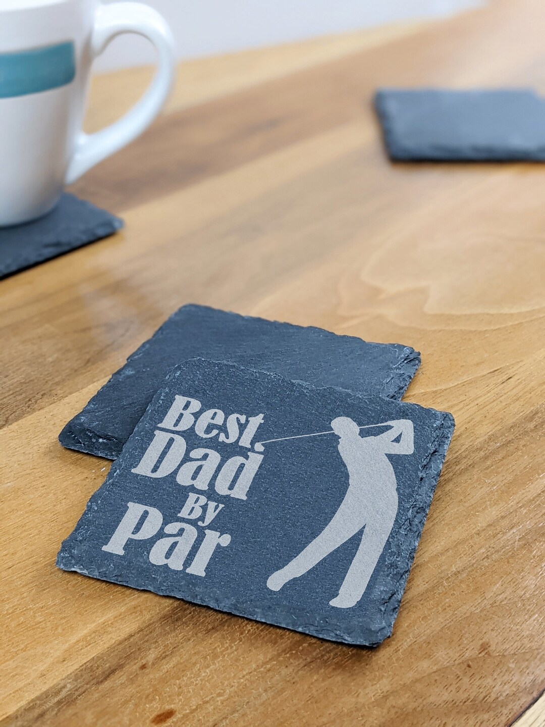 Best Dad by Par Slate Coaster - Etsy