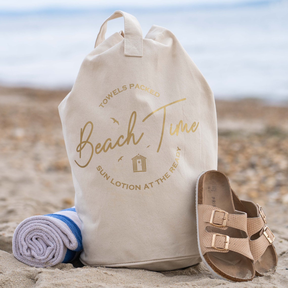 Personalised Organic Beach Duffle Bag Etsy