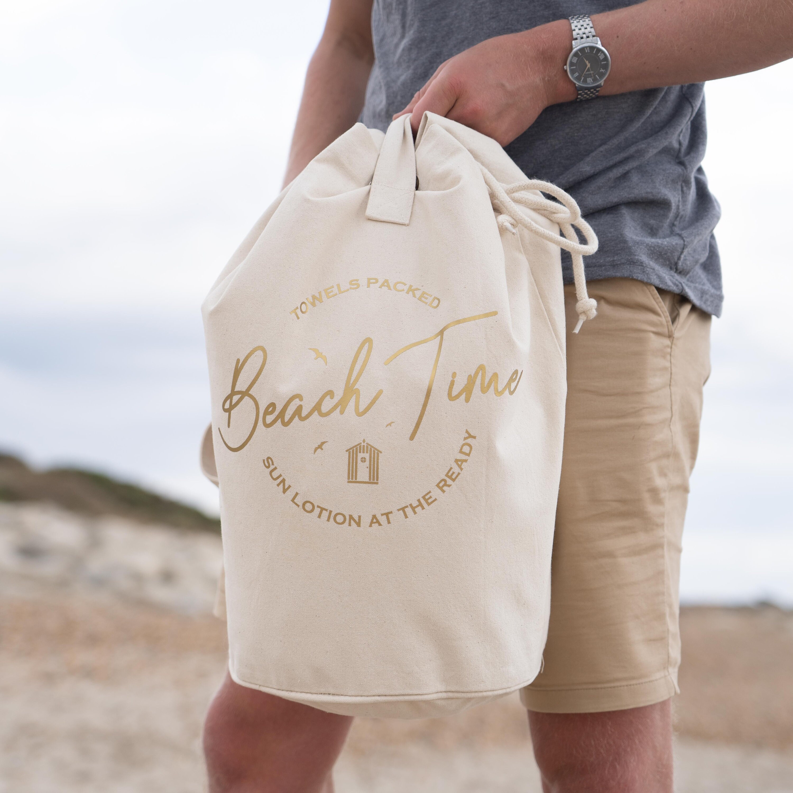Personalised Organic Beach Duffle Bag Etsy UK