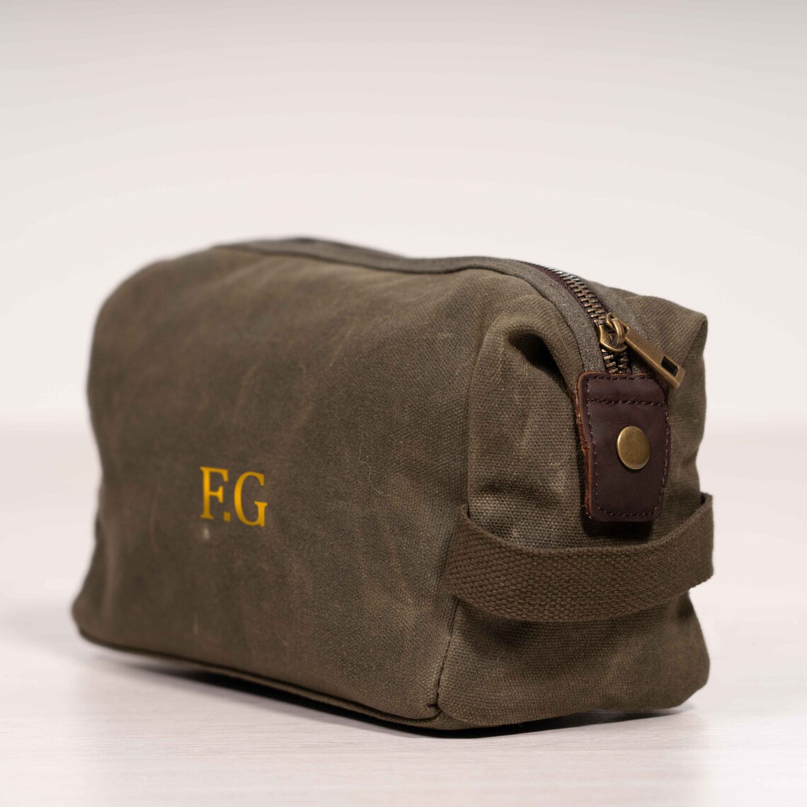 Personalised Initial Men's Waxed Cotton Canvas Wash Bag - Etsy UK