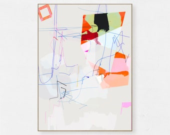Abstract Printable Art, Digital Download, Abstract Digital Print, Minimalist Eclectic Modern Art, Orange Gray Pink Green Wall Art