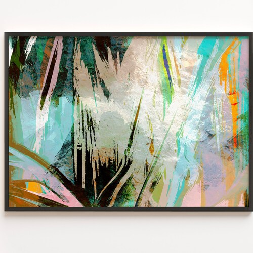 Abstract Wall Art Blue Pink Gold Watercolour Shapes Printable Etsy