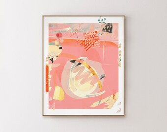 Abstract Printable Art, Digital Download, Abstract Digital Print, Colorful Eclectic Modern Art, Orange Pink Yellow Wall Art