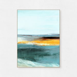 Abstract Printable Art, Digital Download, Abstract Digital Print, Beach Seascape Modern Art, Teal Green Orange Blue Wall Art