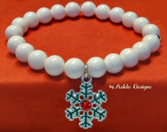 Snowflake Charm Christmas Bracelet. Snowflake Holiday Bracelet. Holiday Bangle. Christmas Gift for Her. Holiday Gift for Her. Custom Sizes.