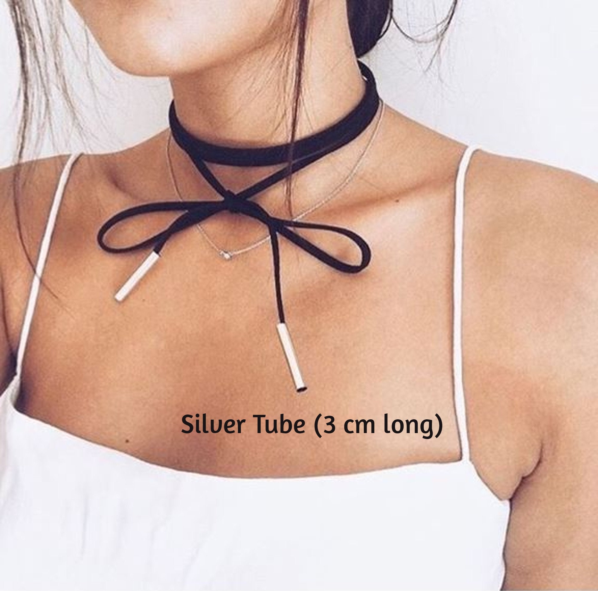Collana Girocollo In Velluto Nero E Pelle Scamosciata | Strato Bohemien Con Ciondolo | Gioiello Corto Gotico Per Donna E Ragazza