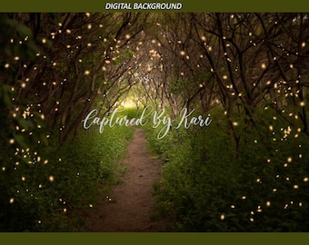 Forest and fireflies digital background