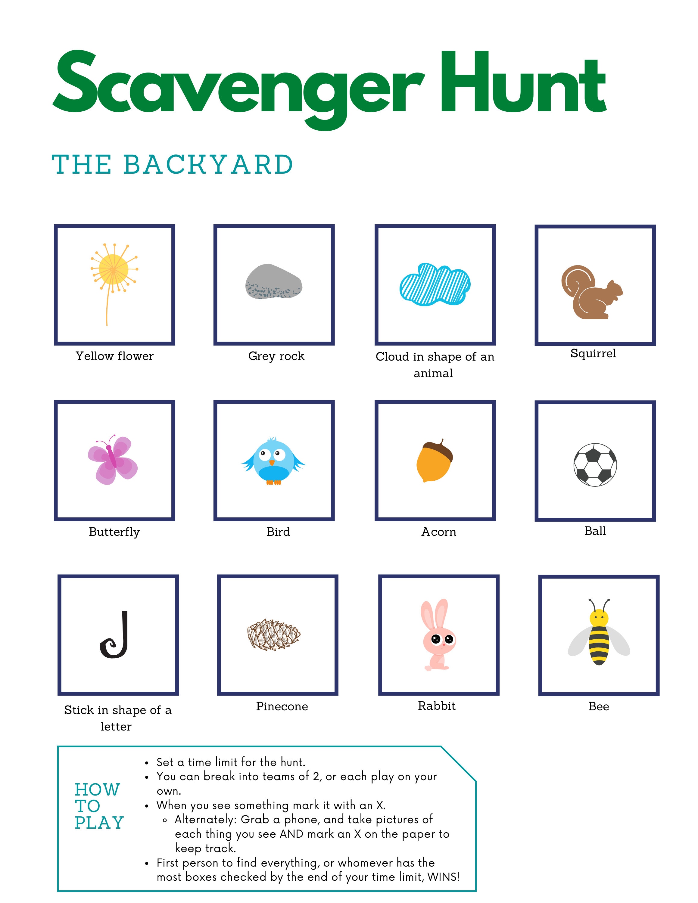 Scavenger Hunt for Kids - Outside. This Printable Scavenger Hunt for ...