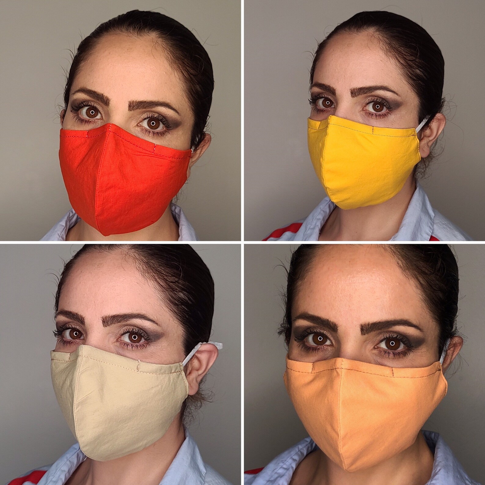 Plain Face Mask 3 Layers 100 Cotton With Adjustable Ear Etsy