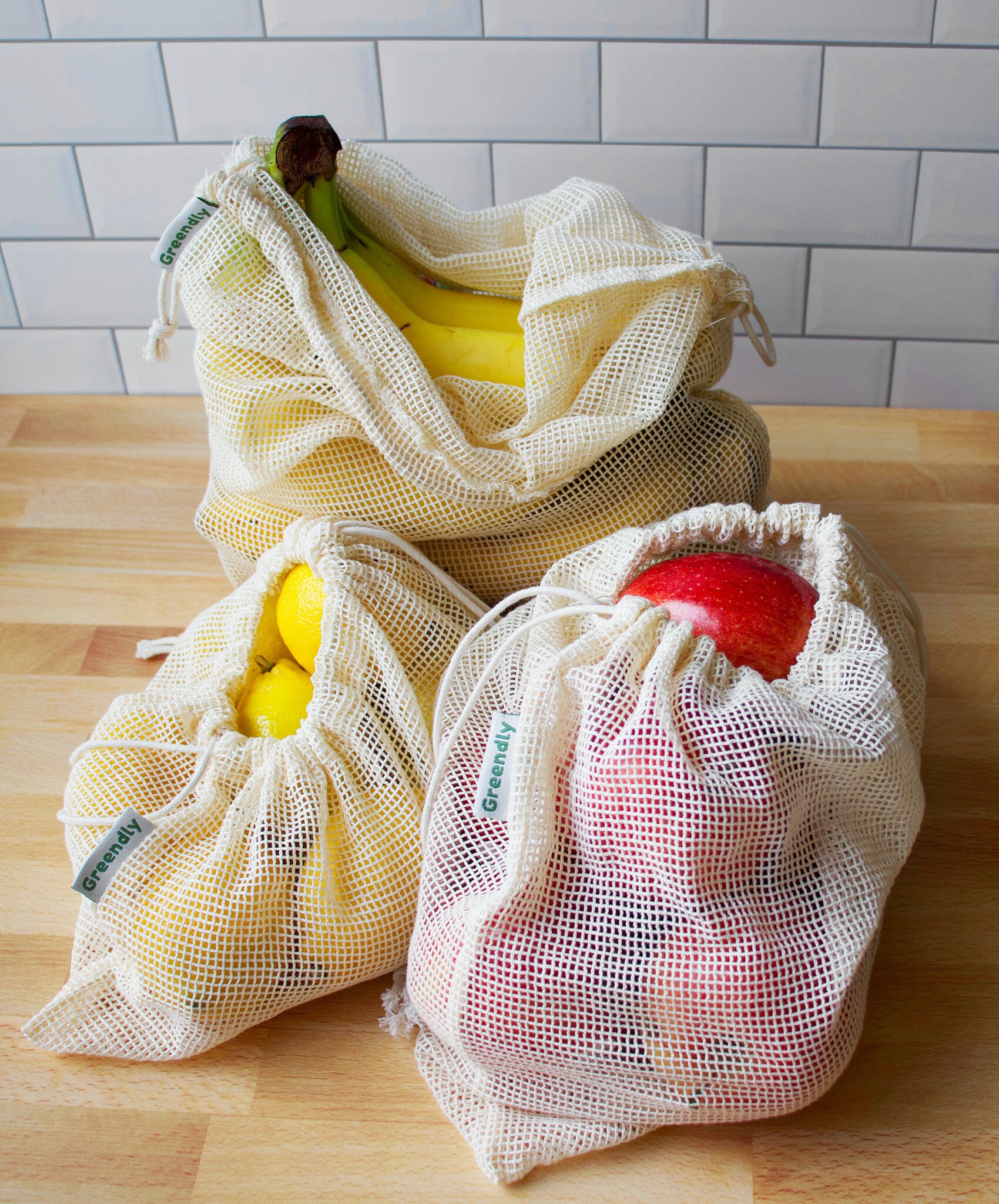 Ensemble de 9 Sacs Fruits et Légumes Réutilisables | Sacs Produits en Coton Maille d'épicerie Mode V