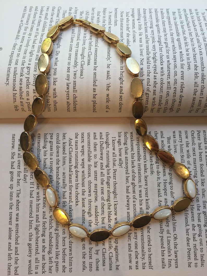 Vintage Gold and Enamel Oval Princess Length Necklace