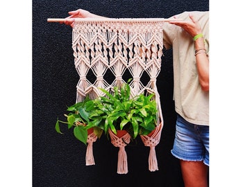 Wall Plant Hanger / macrame plant hanger / wall decor/ plants / planter / Gift / geometric tapestry boho wedding decor