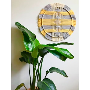 Modern macrame hoop wall hanging wall decor round wall piece circle decoration macrame circle geometric art
