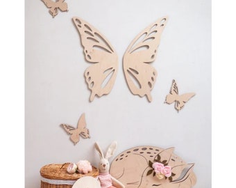 Butterflies Shape Theme Wooden Birchwood Laser Cut Craft Wall Decor