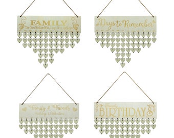 Wooden Hanging Calendar Board Birthday Reminder For Family Friends Wall Decor