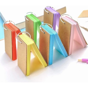 Index de révision Cartes d'enregistrement flash vierges de couleur unie avec anneau de reliure en métal