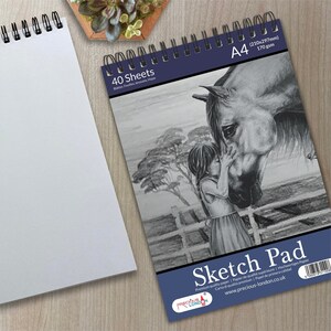 A4 Artists Sketch Pad Premium Quality Spiral Bound Drawing Book 40 ...