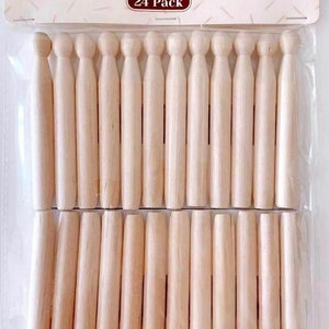 Wooden Dolly Pegs - Traditional Wood Pegs - Vintage - Eco Friendly Traditional Wooden Dolly Clothes Pegs