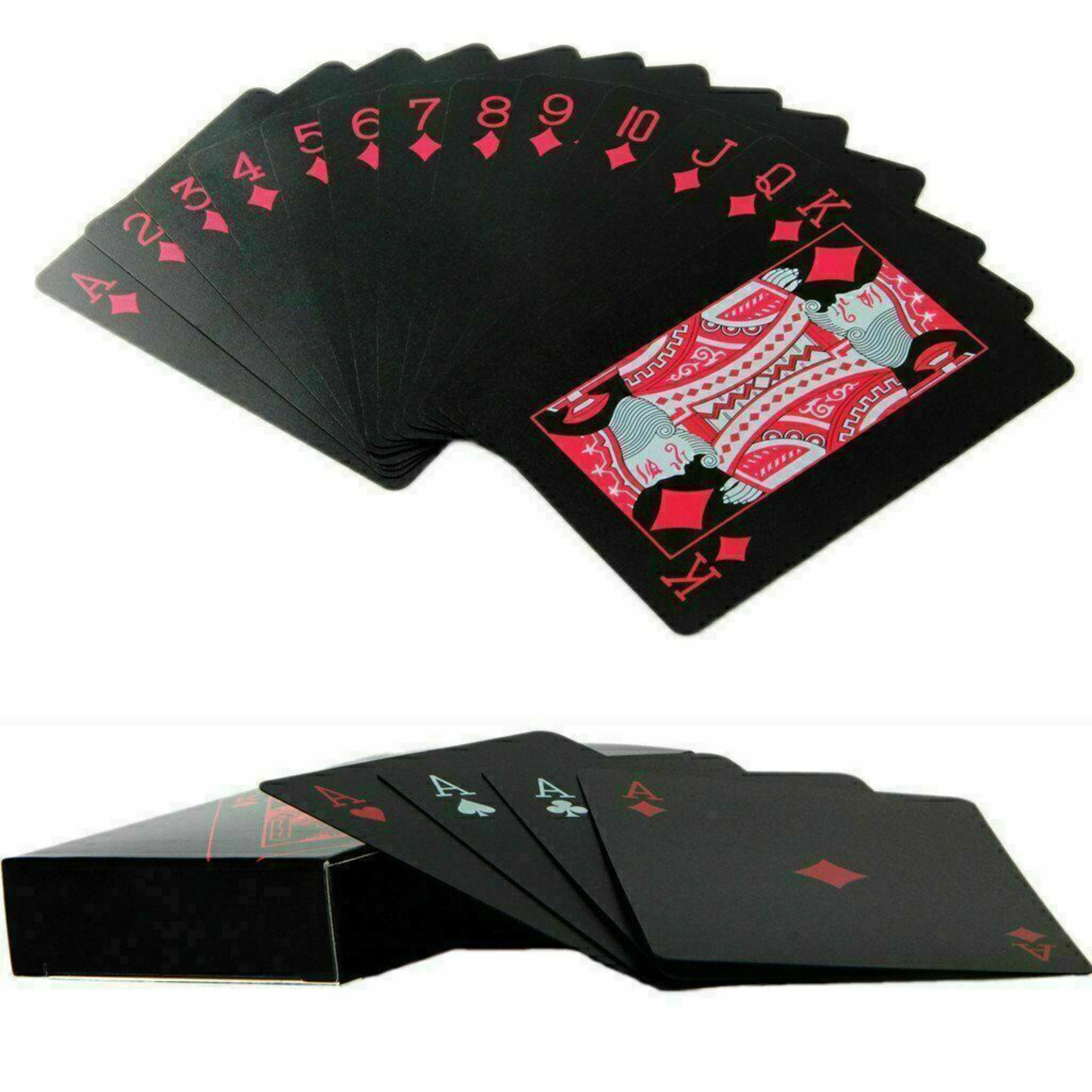 Pokerkarten Plastik Wasserdicht Spielkarten Poker Schwarz Tischspiel 