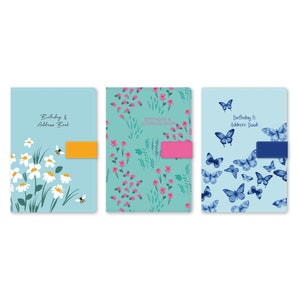 A5 Address Book Linen Fabric Cover Executive Padded A-Z Index Birthday Notes