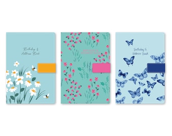 A5 Address Book Linen Fabric Cover Executive Padded A-Z Index Birthday Notes