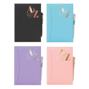 Telephone Address Book A to Z Index A5 Hardback PU Leather Soft Cover with Pen