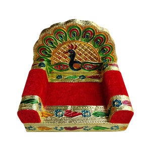 Peacock Meenakari Singhashan Handcrafted Wooden Stand For Temple Best gift in Wedding, Birthday