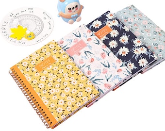 Notitieboek, A5-formaat, met harde kaft, gevoerd notitieblok Premiumkwaliteit oefendagboek, bloemdessin