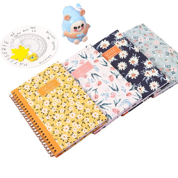 Notebook A5 Size Wiro & Hardback Lined Notepad Premium Quality Exercise Diary Floral Design