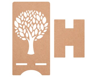 Phone Stand Cell Phone Holder For Desk Laser Cut Craft Made of MDF Wood - Tree Design