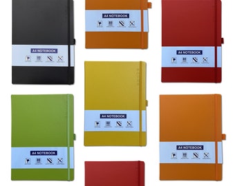 A4 Lined Notebook Made of PU Leather Hardback Journal With Elastic Closure & Pen Holder For Home, Office, School Use